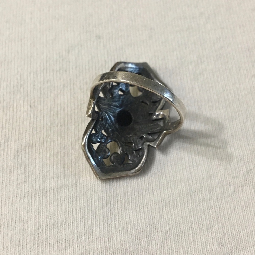 Intricate Silver Abalone Shield Ring - image 4